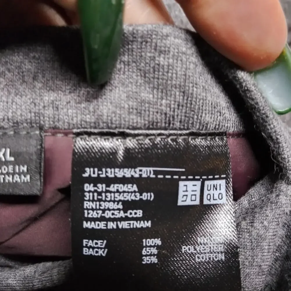 Uniqlo Men's Reversible Parka Jacket Burgundy Gray Size XL